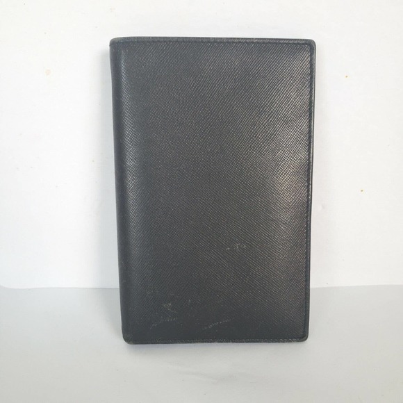 Prada Mens Bifold Wallet Black Leather Card Bill Coin Holder Made in Italy Mediu